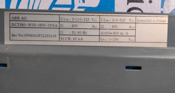 KT 6 ABB DCT880-W03-0890-05XA DC DRIVE