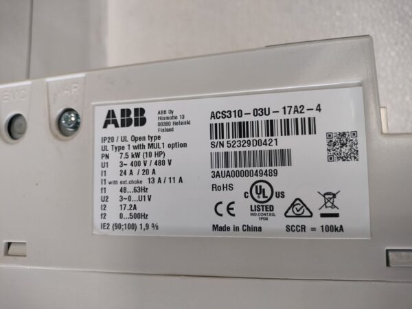 ACS 2 NEW ABB ACS310-03U-17A2-4 7.5Kw 10HP 3Phase AC DRIVE