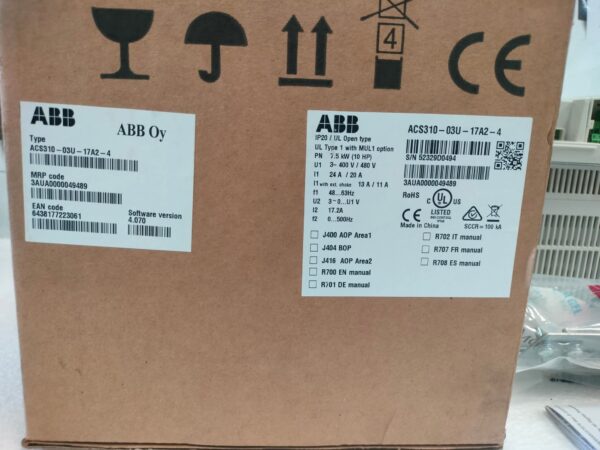 ACS 4 NEW ABB ACS310-03U-17A2-4 7.5Kw 10HP 3Phase AC DRIVE