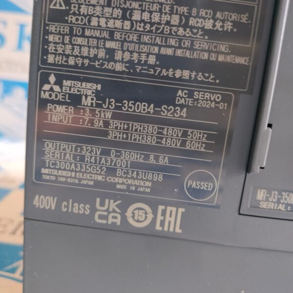 NEW MITSUBISHI MR-J3-350B4-S234 9.5KW AC SERVO AMPLIFIER