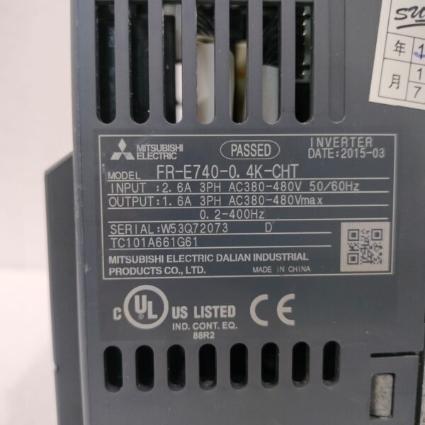 P 2 MITSUBISHI ELECTRIC FR-E740-0. 4K-CHT 0.4KW 0.5HP 3PHASE AC DRIVE